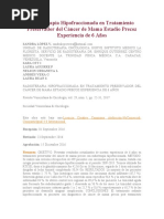 Radioterapia Hipofraccionada en Tratamiento Preservador Del Cáncer de Mama Estadio Precoz Experiencia de 6 Años