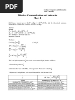 Wireless Communication and Networks Sheet 1