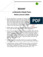 QUESTION BANK SURFACE AREA VOLUME Surface Area and Volume Sample