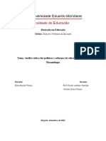 ANALISE CRITICA SOBRE Políticas Reformas Da Educação Básica.....