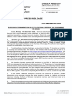 PRESS RELEASE - Suspension of Payments On Selected External Debts of The Government of Ghana - For IMMEDIATE RELEASE