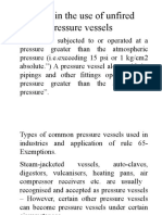 Safety in The Use of Unfired Pressure Vessels