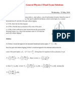 PHYS 101 - General Physics I Final Exam Solutions: Duration: 120 Minutes Wednesday, 22 May 2019