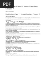 Equilibrium Class 11 Notes Chemistry Chapter 7