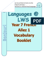 Year 7 French Allez 1 Vocabulary Booklet