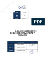 P.GC.01 Procedimiento de Sugerencias. Quejas y Reclamos