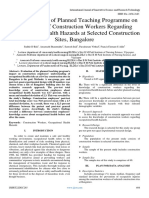 A Effectiveness of Planned Teaching Programme On Knowledge of Construction Workers Regarding Occupational Health Hazards at Selected Construction Sites, Bangalore