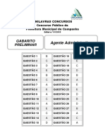 Gabarito Preliminar: Agente Administrativo