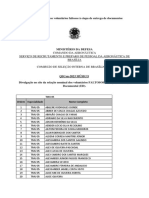 Relação Nominal Dos Voluntários Faltosos À Etapa de Entrega de Documentos