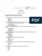 First Quarter: Written Test No. 2