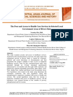 The Poor and Access To Health Care Services in Selected Local Government Areas of Rivers State