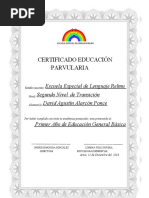 ESCUELA ESPECIAL DE LENGUAJE Certificado Basica