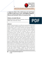 Comparative Study of The Anti-Eczema and Antifungal Activities of Mitracarpus Scaber With Sulphur Ointment, Skineal and Hydraulic Fluid On Eczematous Skin