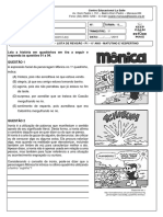 Leia A História em Quadrinhos em Tira A Seguir e Responda Às Questões 01 A 04. Questão 1