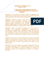 Presidential Decree No 957 - Regulating Sale of Subdivision Lots & Condominium