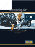 Öhlins Motorcycle Road & Track Recommendation List 2005