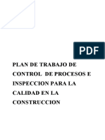 Plan de Trabajo de Control de Procesos e Inspeccion para La Calidad en La Construccion