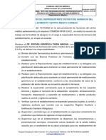 Acta de Designación Del Responsable Tecnico de Farmacia Del Establecimiento Comega