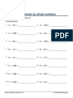 Grade 5 Multiplying Decimals 2 Digit by Whole Numbers Adv F