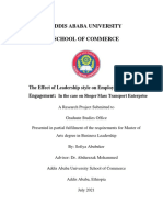 Addis Ababa University School of Commerce: The Effect of Leadership Style On Employee Work Engagement