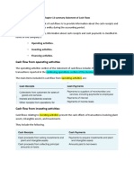 Accounting Chapter 13 Summary Statement of Cash Flows