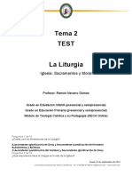 Test Autoevaluación Tema 2 Iglesia, Sacramentos y Moral