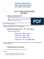 Circulaire de Rentrée 2022 2023