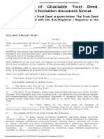 Charitable Trust Deed Format - Sample Charitable Trust Deed Download