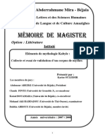 Eléments de Mythologie Kabyle Collecte Et Essai de Validation D'un Corpus de Mythes (Karim Oulbesir)