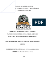 Universidad de Aquino Bolivia Facultad de Ciencias Sociales Y Humanísticas Carrera de Derecho