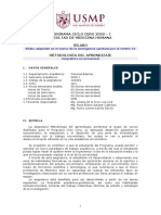 SILABO DE METODOLOGÍA DEL APRENDIZAJE 2020 I - ÚLTIMO - Adaptación Virtual 12 Semanas