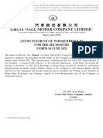 Great Wall Motor Company Limited: Announcement of Interim Results For The Six Months Ended 30 June 202 1