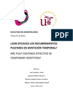 ¿Son Eficaces Los Recubrimientos Pulpares en Dentición Temporal