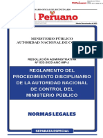 Normas Legales: Reglamento Del Procedimiento Disciplinario de La Autoridad Nacional de Control Del Ministerio Público