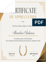 Golden Elegant Certificate of Appreciation - Template