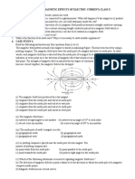 Worksheet 2 Magnetic Effects of Electric Current Class X