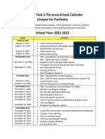 Personal School Calendar Output For Portfolio