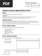 UK Export LICENSE APPLICATION FORM