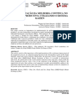 Implementação Da Melhoria Continua No Processo Produtivo, Utilizando o Sistema Kaizen