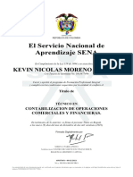 El Servicio Nacional de Aprendizaje SENA: Kevin Nicolas Moreno Pachon