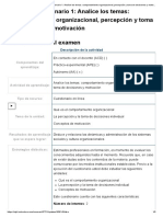 Examen - (AAB01) Cuestionario 1 - Analice Los Temas - Comportamiento Organizacional, Percepción y Toma de Decisiones y Motivación