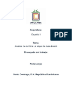 Trabajo Final Español 1 Análisis de La Obra La Mujer de Juan Bosch