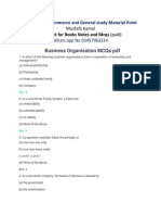 Business Organisation MCQS PDF