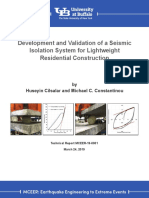 Development and Validation of A Seismic Isolation System For Lightweight Residential Construction