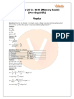 Jee Main 2023 January 25 Shift 1 Question Paper With Solutions by Vedantu