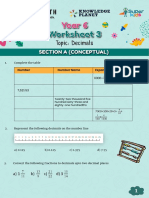 Year 6 - Worksheet 3 - Decimals