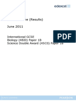 Mark Scheme (Results) June 2011: International GCSE Biology (4BI0) Paper 1B Science Double Award (4SC0) Paper 1B