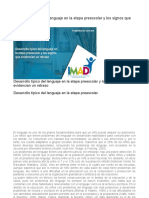 Desarrollo Típico Del Lenguaje en La Etapa Preescolar y Los Signos Que Evidencian Un Retraso