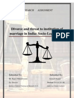 Divorce and Threat To Institution of Marriage in India: Socio-Legal Study