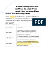 (Apuntes) Caracterización Genética de Bacterias Endofíticas de Arroz (Oryza Sativa L.) Con Actividad Antimicrobiana Contra Burkholderia Glumae.